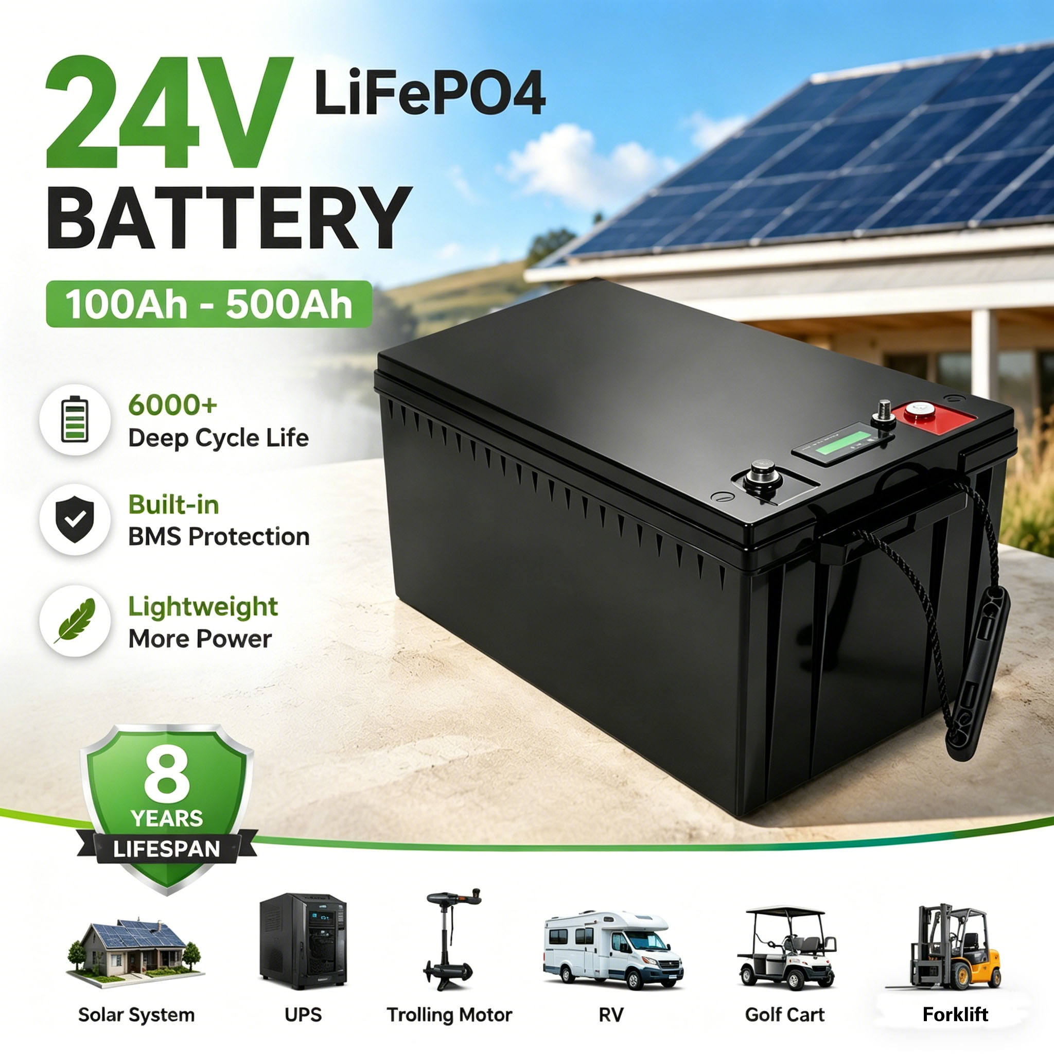Lifepo4 Battery 24V 100Ah Trolling Motor - EM 24V 200ah Lifepo4バッテリー 100Ah 150Ah