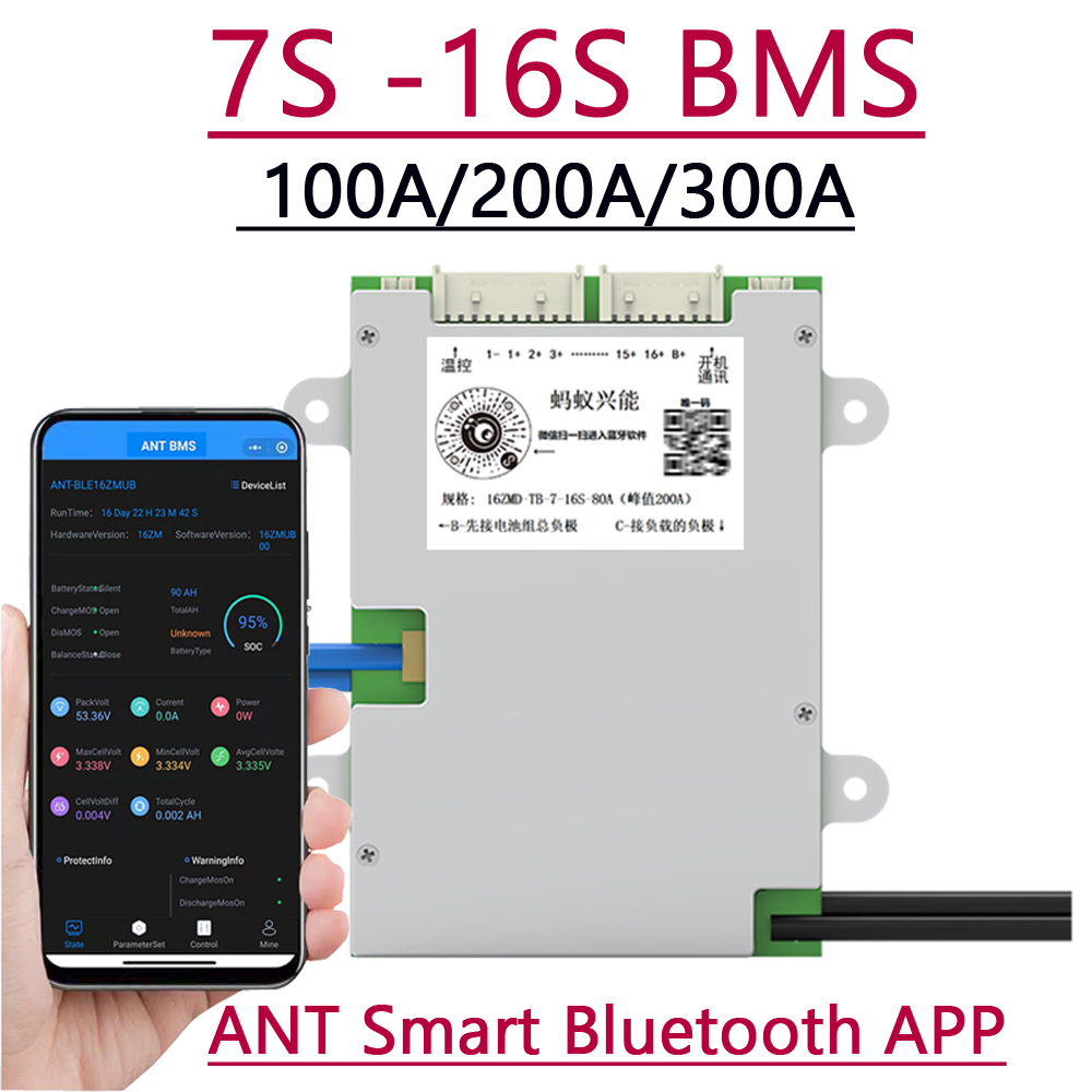 Smart Bms 16S 48V 200A Bluetooth - スマートBluetooth 7S - 16S 100A 200A
