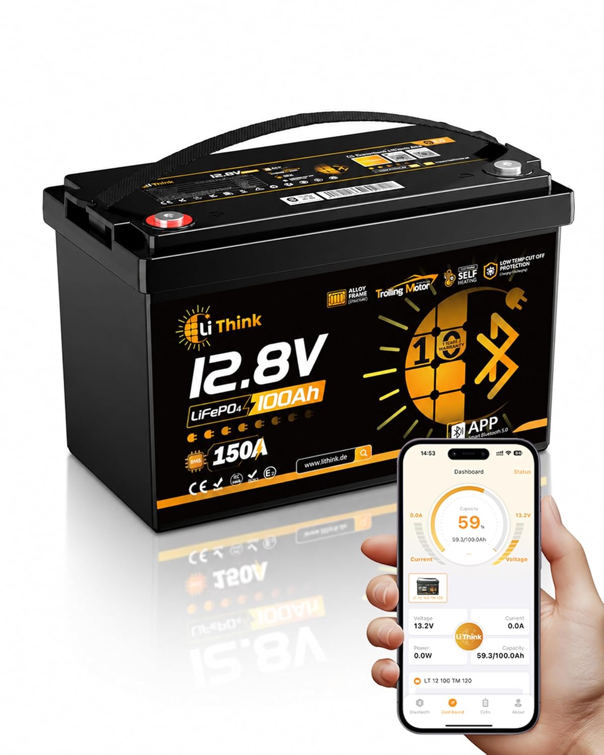 Lifepo4 Battery 12V 100Ah - 12V 100Ah リン酸鉄リチウムバッテリー（LiFePO4）、150A BMS搭載、ディープサイクル対応、船用、トロリングモーター用、カスタマイズ可能。