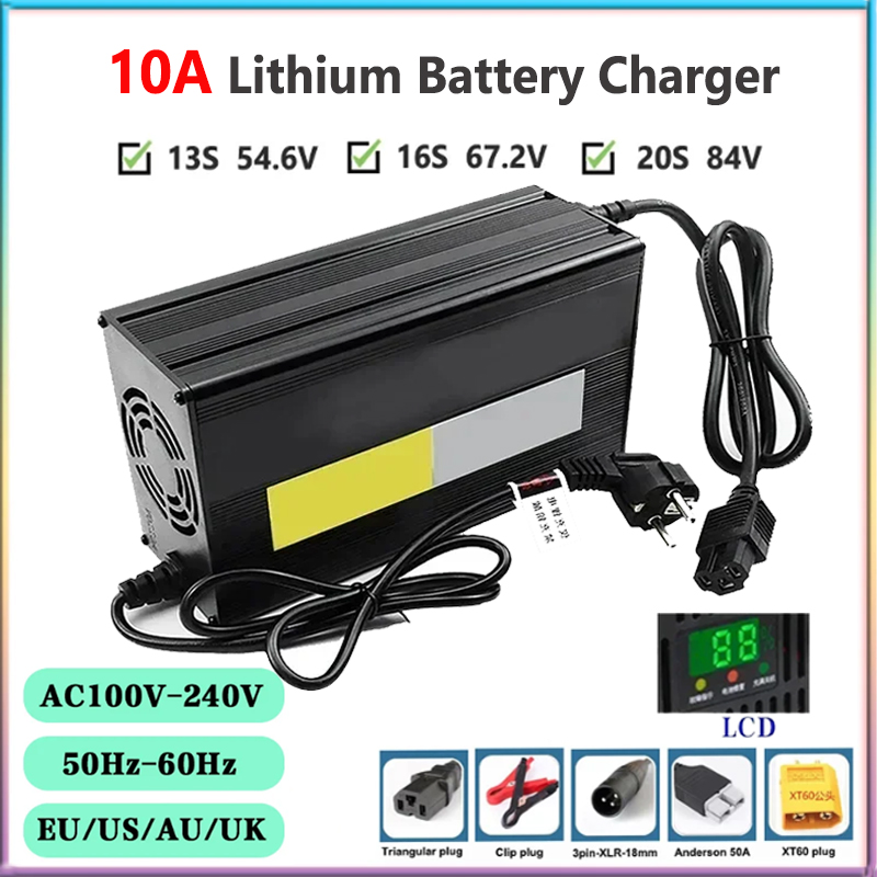 Lifepo4 Charger 48V 20A - リチウム電池充電器,LCDディスプレイ,アルミニウムシェル,10a,48v,60v,72v,13s,16s,20s,54.6v,67.2v,84v