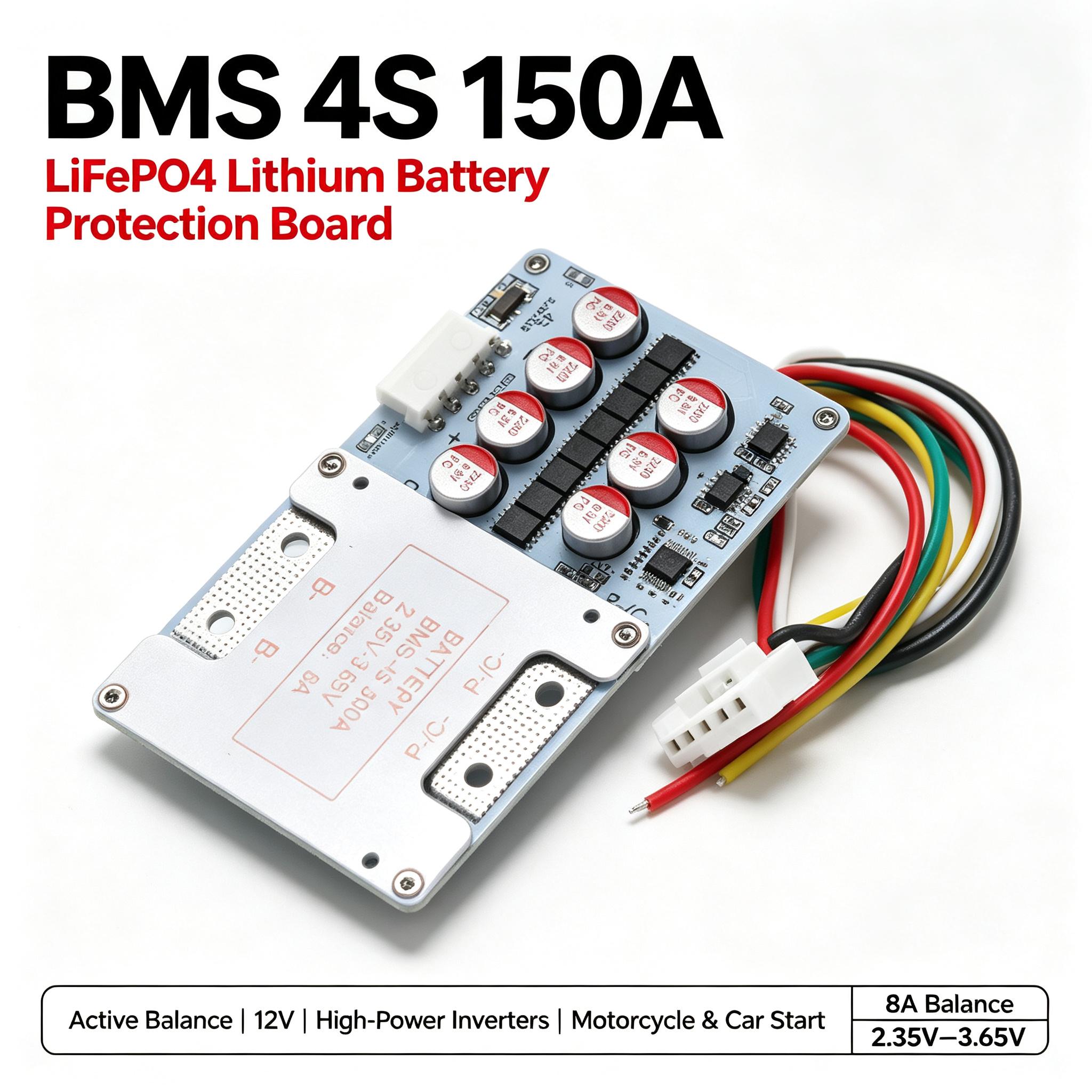 Battery Balancer 4S 12V Active Equalizer - DYKB BSM 4S 150A リチウム鉄リン酸バッテリー用アクティブバランス保護回路基板 12Vバッテリー、高出力インバーター、バイク、自動車、DCスターター用