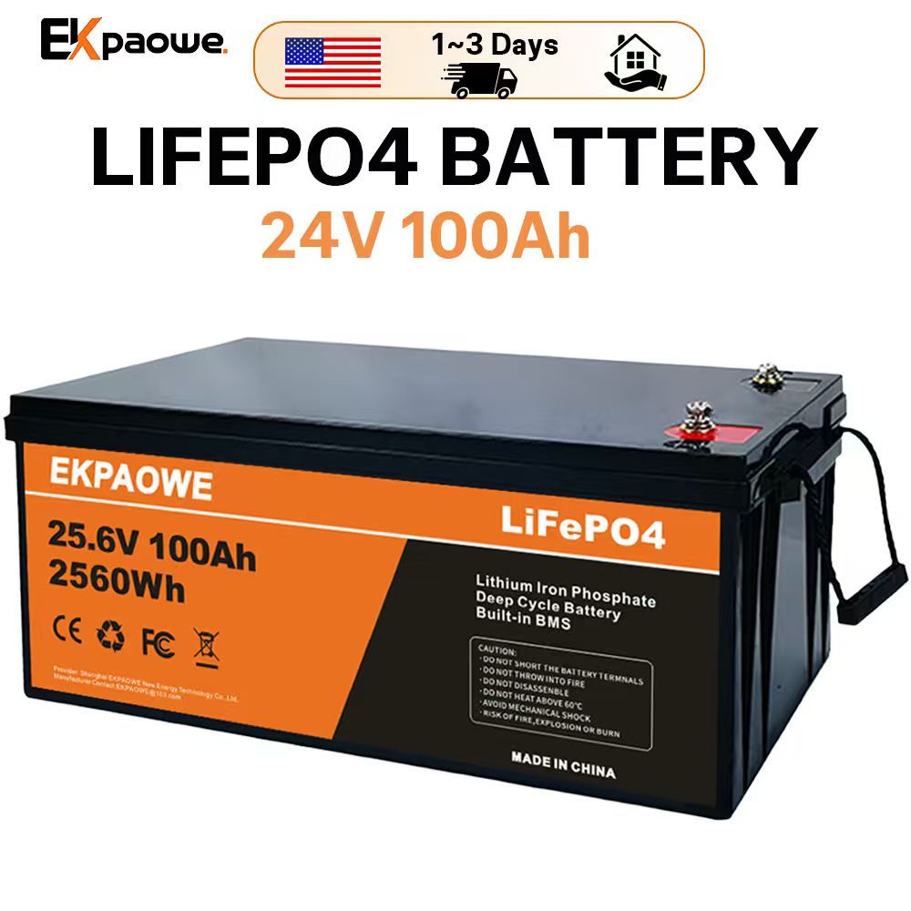 Lifepo4 Battery 24V 100Ah Trolling Motor - EKPAOWE 24V 25.6V 100AH LiFePO4バッテリー 6000+ディープサイクル充電式リチウムバッテリーパック