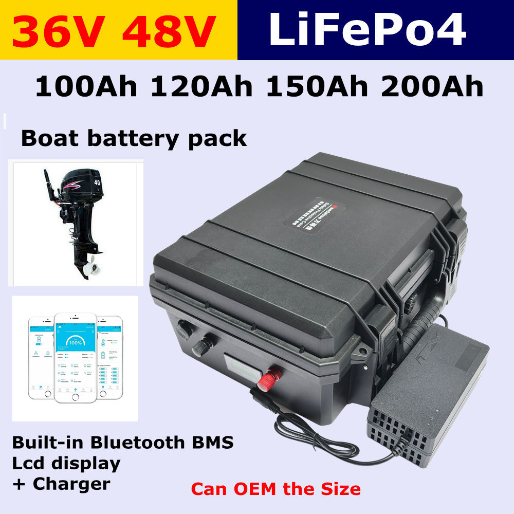Lifepo4 Battery 36V 100Ah - ボートバッテリーリチウム LiFePO4 パック、36V、100Ah 150Ah 200Ah、48V、100Ah 120Ah、Bluetooth