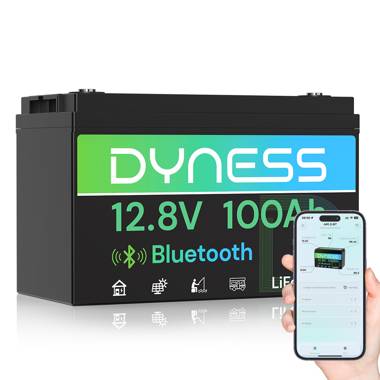 12V 100Ah Lifepo4 Bluetooth Bms - 12V 100Ah Bluetooth対応LiFePO4バッテリー、ディープサイクルグループ31リチウムRVバッテリー、低温対応100A BMS内蔵