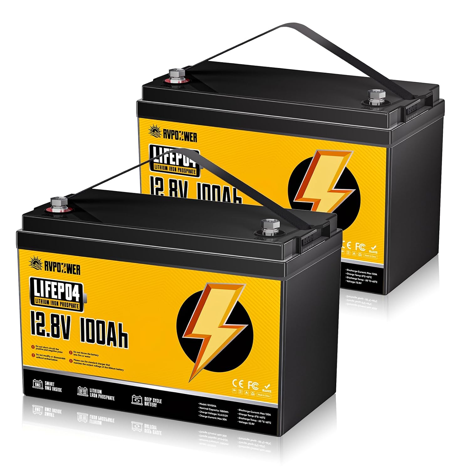 Lifepo4 Battery 12V 100Ah - 12V 100Ah リチウム鉄リン酸バッテリー 2個パック、グループ31、100A BMS搭載、カスタマイズ可能