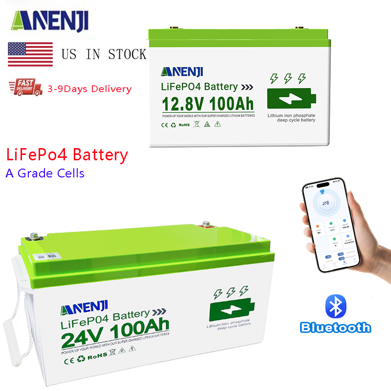 Lifepo4 Battery 12V 100Ah - ANENJI LiFePo4バッテリー 24V 100AH 25.6V 12V
