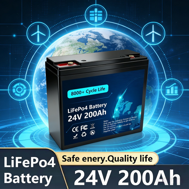 Lifepo4 Battery 24V 200Ah - 24V LiFePO4 200Ah リチウム電池、内蔵 200A BMS、充電式バッテリー、RV/キャンピングカー、ソーラー、マリン、オーバーランド/バン、オフグランド用