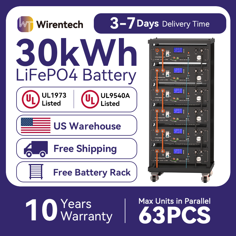 Wirentech 30.72kWh 48V 51.2V 1 - Lifepo4 48V 100Ah Server Rack のレビューと価格