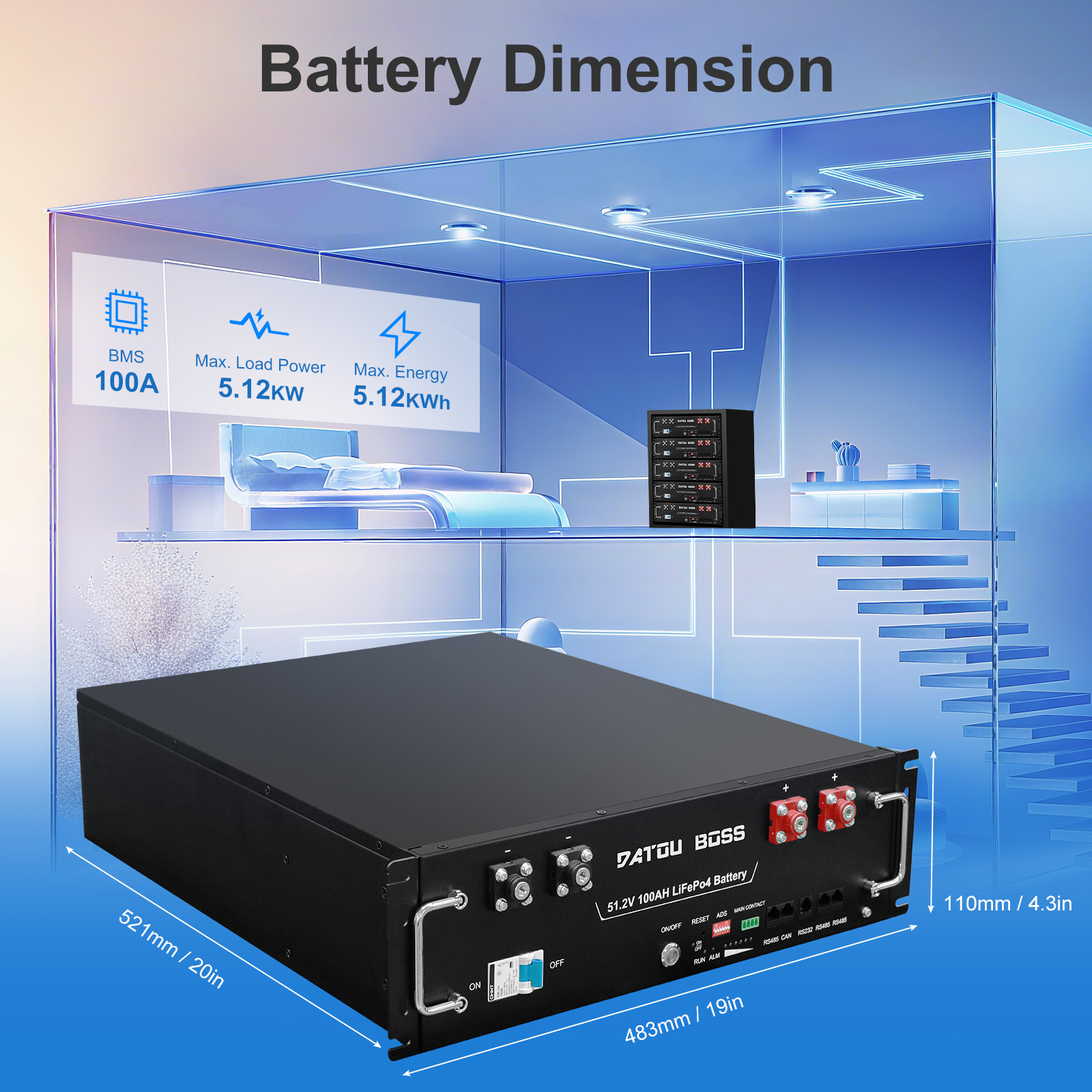 DATOUBOSS 48V 100Ah リチウム鉄リン酸バッ - Lifepo4 48V 100Ah Server Rack のレビューと価格