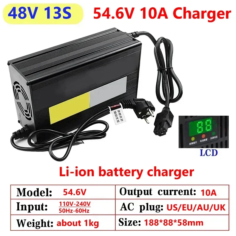 リチウム電池充電器,LCDディスプレイ,アルミニウムシェル, - Lifepo4 Charger 48V 20A のレビューと価格