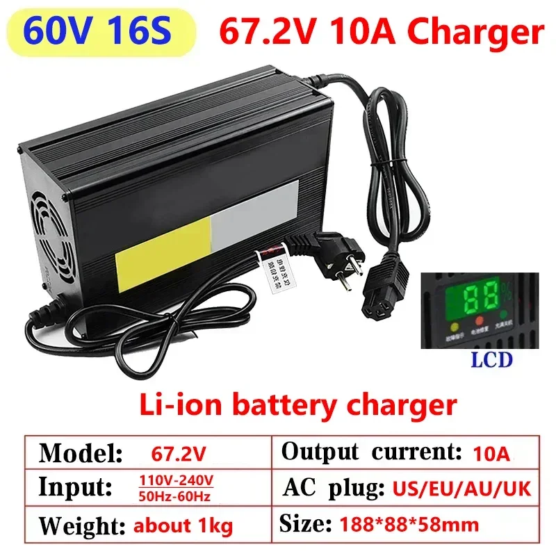 リチウム電池充電器,LCDディスプレイ,アルミニウムシェル, - Lifepo4 Charger 48V 20A のレビューと価格