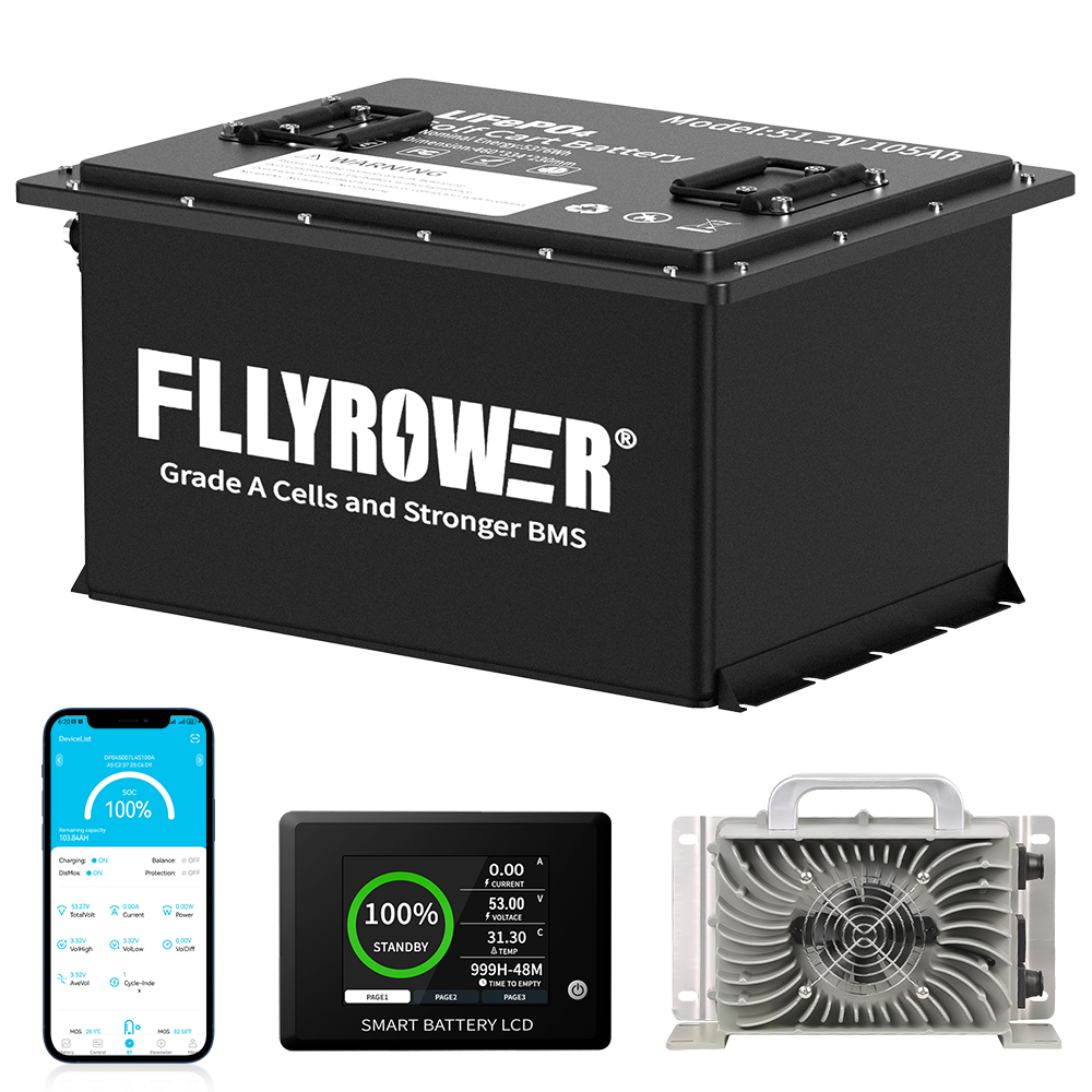 FLLYROWER 48V 105Ah ゴルフカート用リチウ - Lifepo4 Charger 48V 20A のレビューと価格