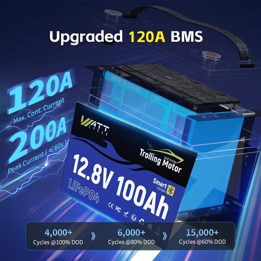 Wattcycle 12.8V 100Ah 120A BMS - 12V 100Ah Lifepo4 Bluetooth Bms のレビューと価格