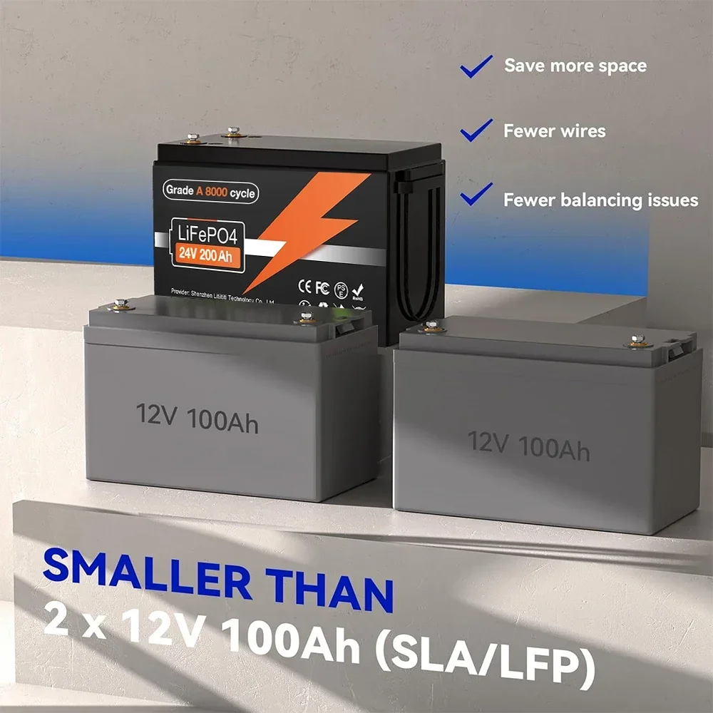 24V リチウム鉄リン酸バッテリー 200Ah、内蔵BMS、 - Lifepo4 Battery 24V 200Ah のレビューと価格