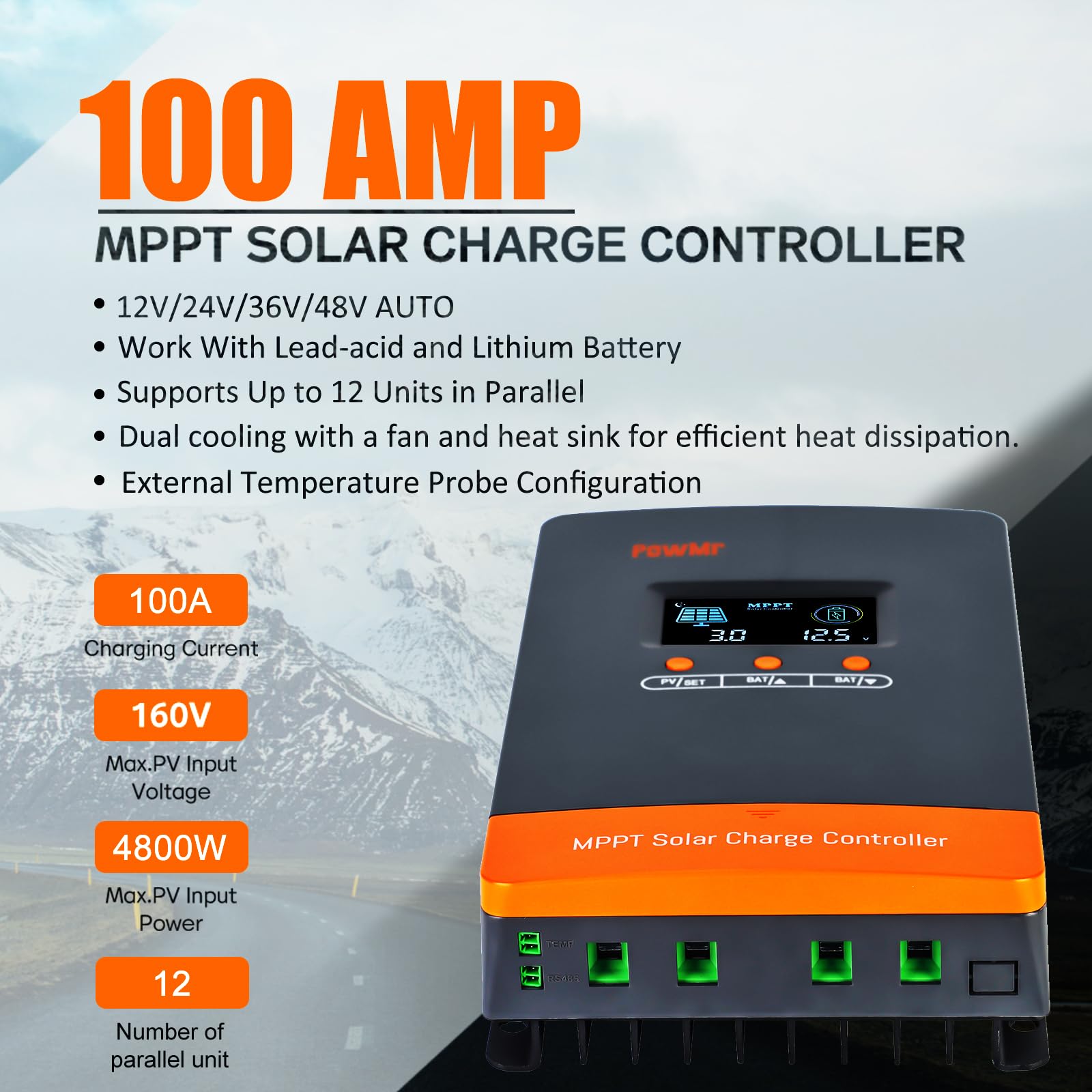 PowMr 100A MPPTソーラー充電コントローラー 1 - Lifepo4 Battery 36V 100Ah のレビューと価格