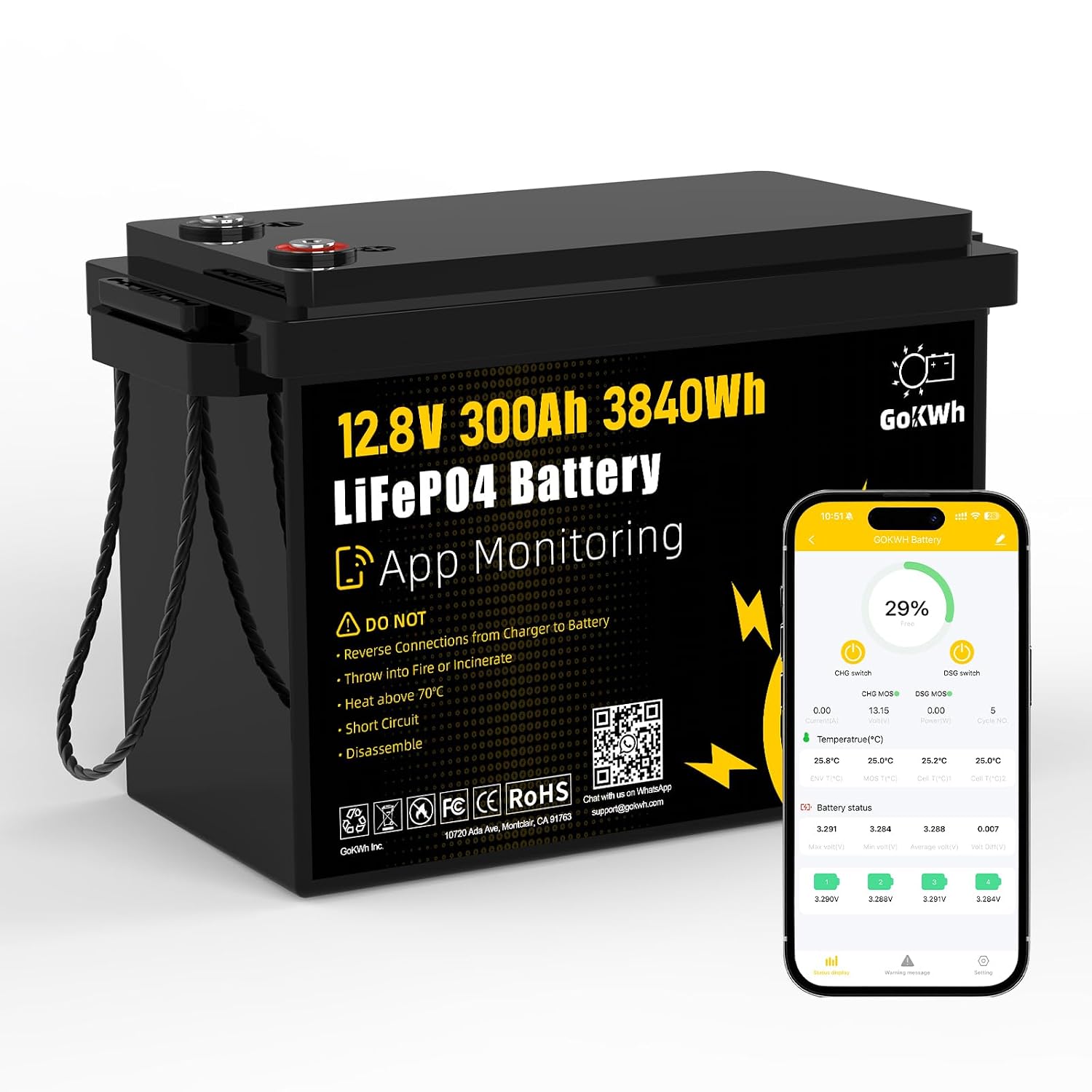 12V 300Ah LiFePO4バッテリー、Bluetoo - Lifepo4 12V 300Ah Deep Cycle のレビューと価格