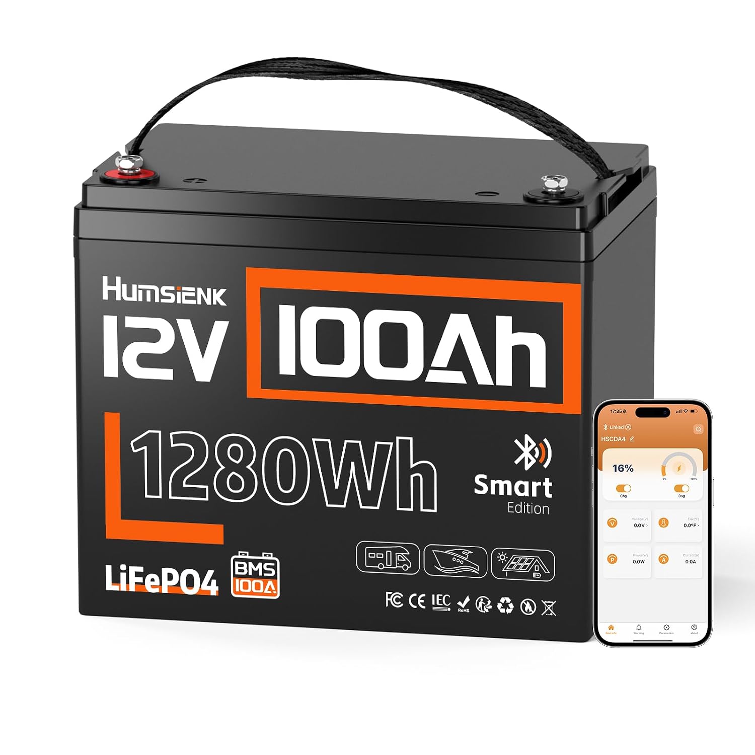 12V 100Ah リチウム鉄リン酸バッテリー 1280Wh - 12V 100Ah Lifepo4 Bluetooth Bms のレビューと価格